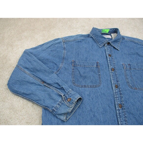 VINTAGE Levis Jean Shirt Men 2XL XXL Blue Denim Long Sleeve Rivet Button Up Y2K* - Picture 3 of 14